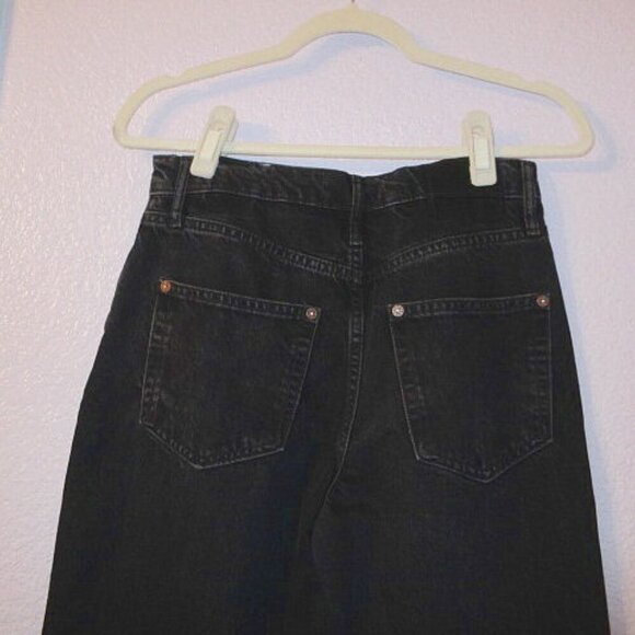 We The Free People Baggy Boyfriend Jeans Size 25 High Button Fly Fringe Crop - Picture 10 of 12